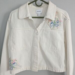 Nine West White Embroidered Women's Jacket